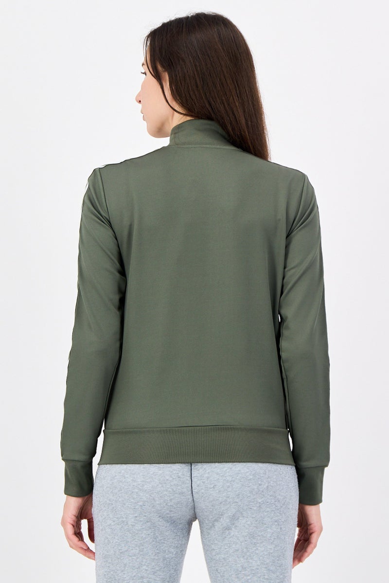 Hummel Women Sportswear Fit Long Sleeve Outdoor Full Zip Sweatshirt, Olive - Image 3